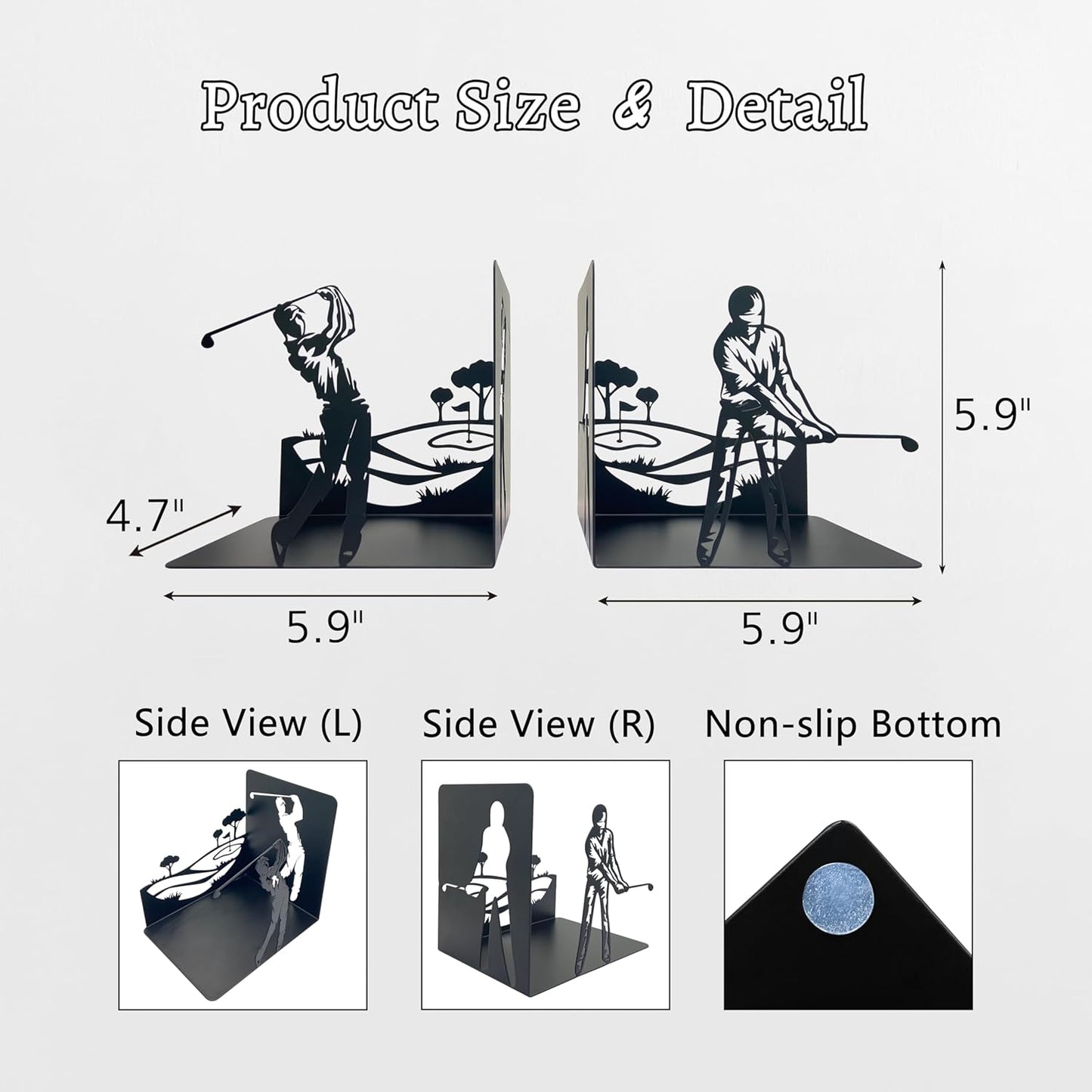 Golf Decorative Bookends – Golf Home Decor and Office Décor - Great Gift Idea for Golf Lovers