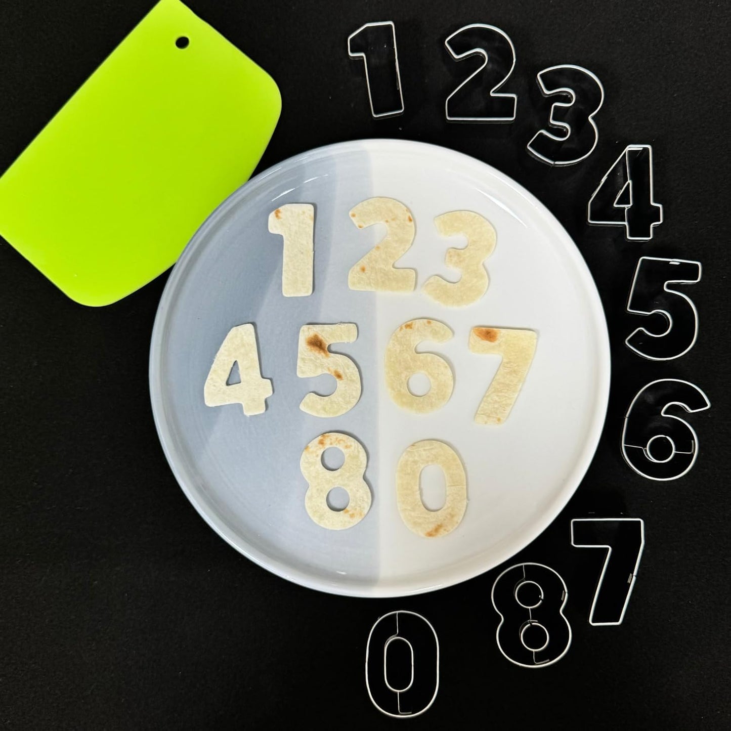 Mini Number Cookie Cutter Set with Dough Scraper&Chopper-8 Piece-1.6 Inch-Number 0-8-Birthday Cookie Cutter Shape for Baking-Stainless Steel Kitchen Utensil