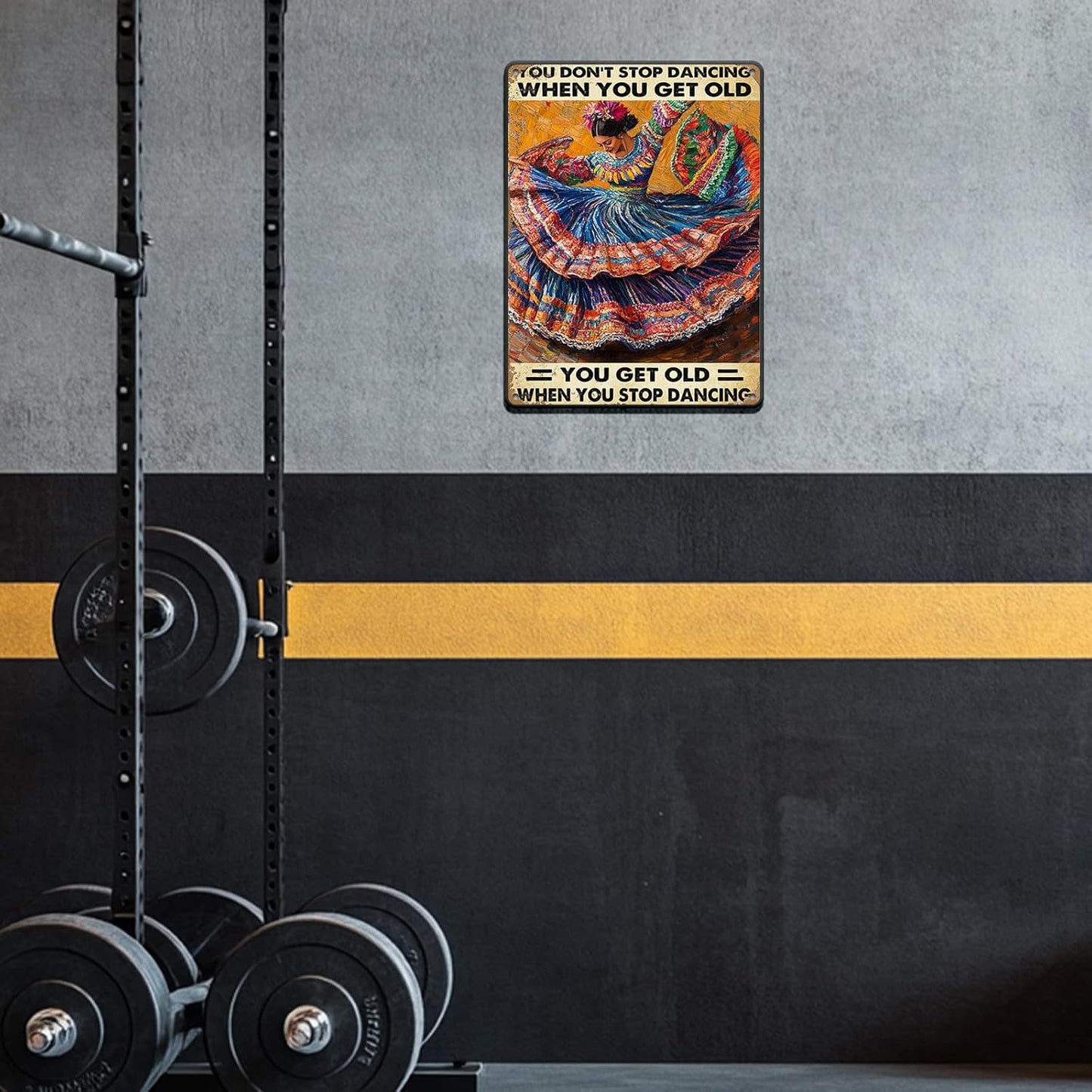 Vintage Tin Metal Poster Sign Mexican Dancing You Don't Stop Dancing When You Get Old Retro Wall Art Decor Iron Painting for Home Kitchen Cafe Pub 12x16 Inch