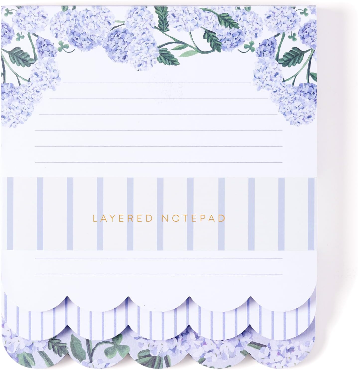 Eccolo Thimblepress Scalloped Edge 3-in-1 Layered Note Writing Pad (6.5-x-7.5" - 120 Pages, Hydrangea)