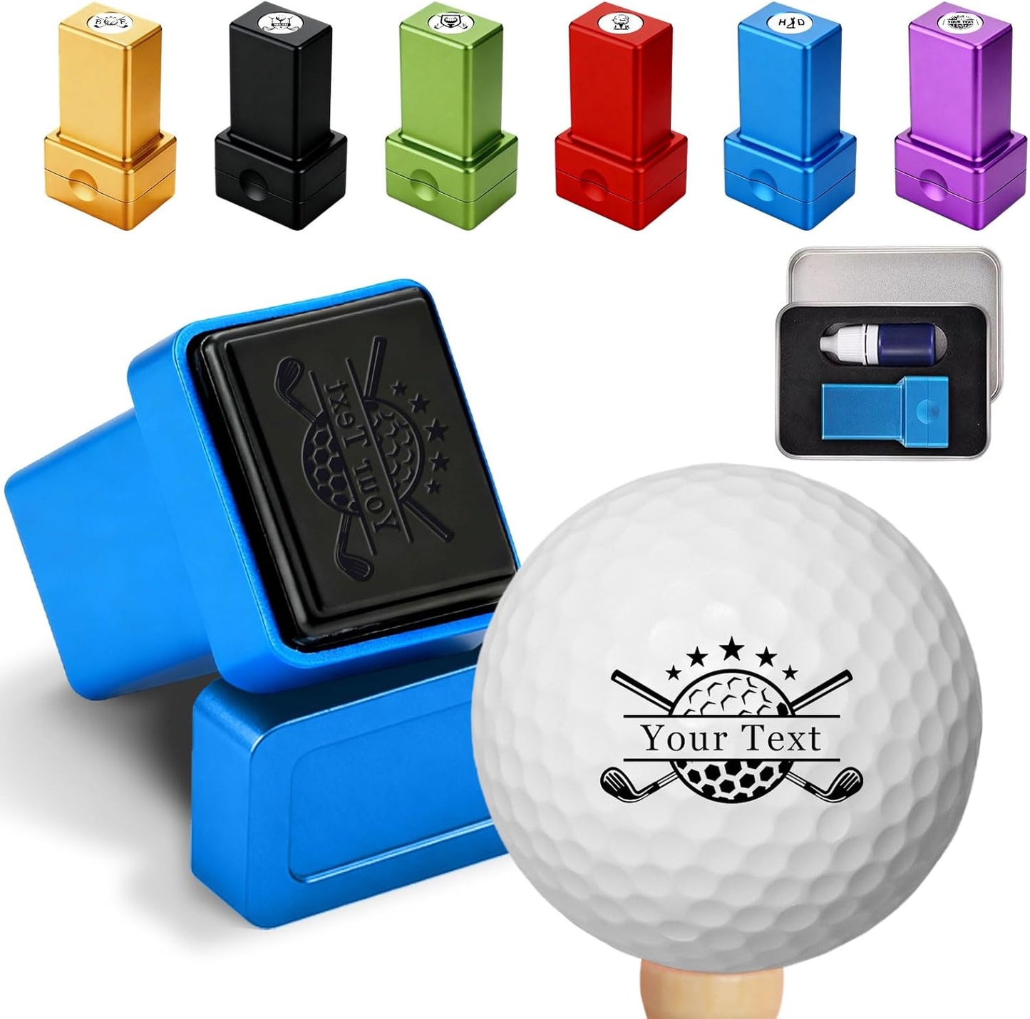 Personalized Custom Golf Ball Stamp Markers with Ink Customized Logo Monogram Name Golf Ball Stamper for Golfer Husband Boyfriend Dad Gift Reusable Your Own Golf Ball Stamps