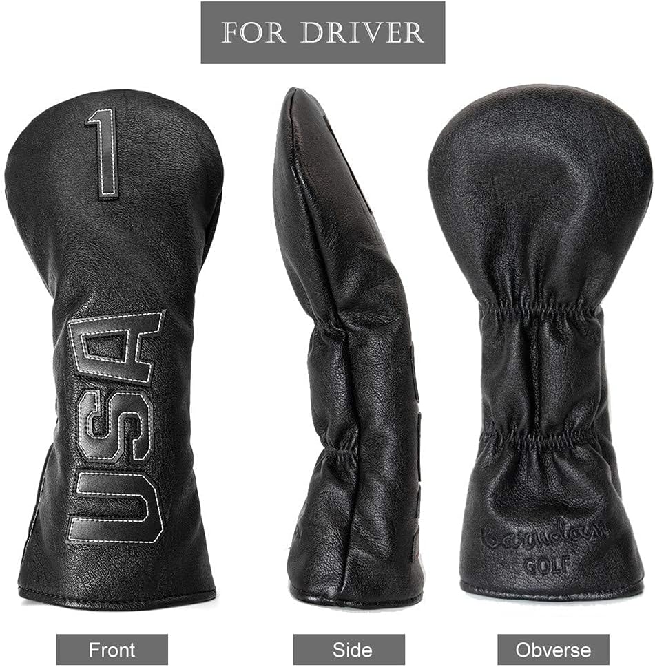 TaylorMade, Titleist, Callaway Golf Driver & Fairway Wood Headcovers - Black Synthetic Leather, Thick, Cool, USA Made