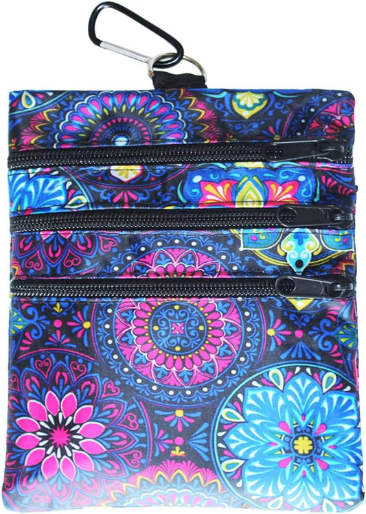 Golf valuables Pouch, Zipper Golf Ball Bag with 4 Pockets, Golf Accessories Pouch for Storing Balls,tees,Mobile Phone,Keys, Cards and Cash, Great Gift for Golfers