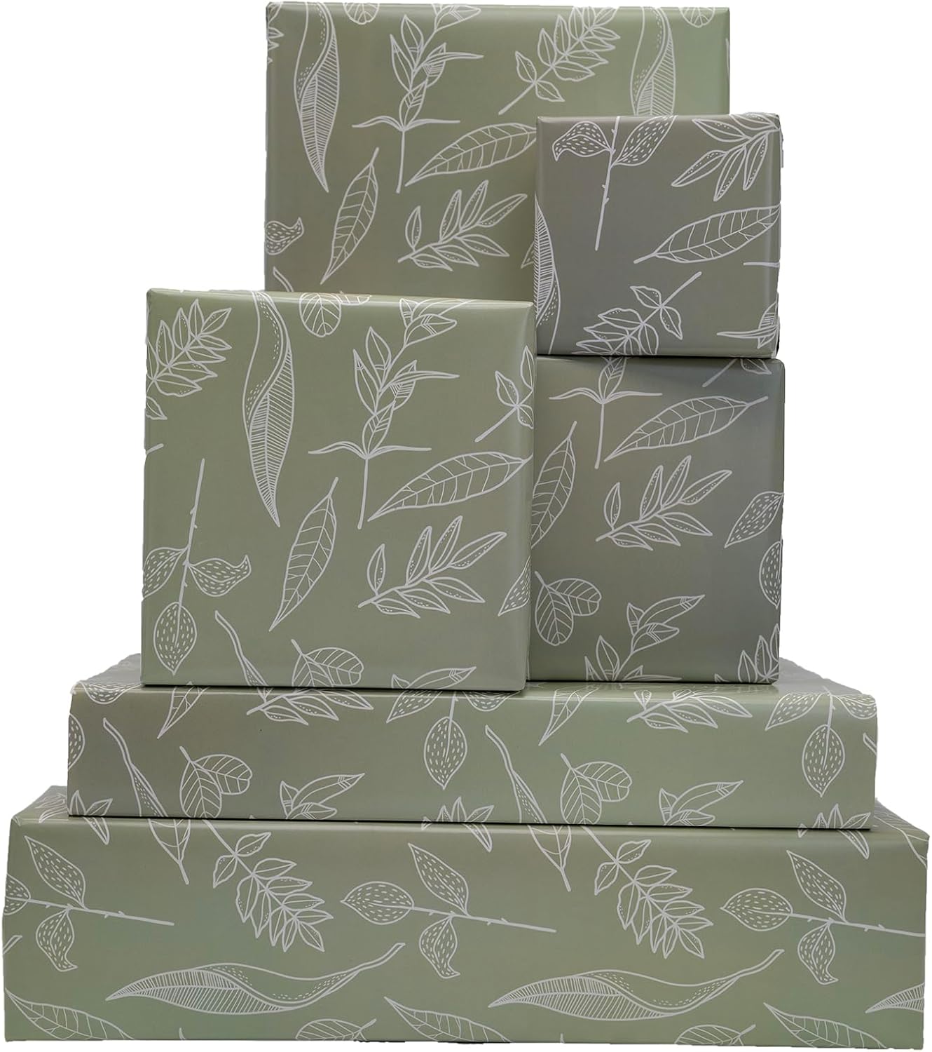 Dtiafu Sage Green Wrapping Paper Gentle Leaves Gift Wrap Paper Bulk Green Spring Designs for Women Girls Wedding Mothers Day Birthday Holiday Thanksgiving - 20 x 28 Inch Per Sheet (6 Sheet)