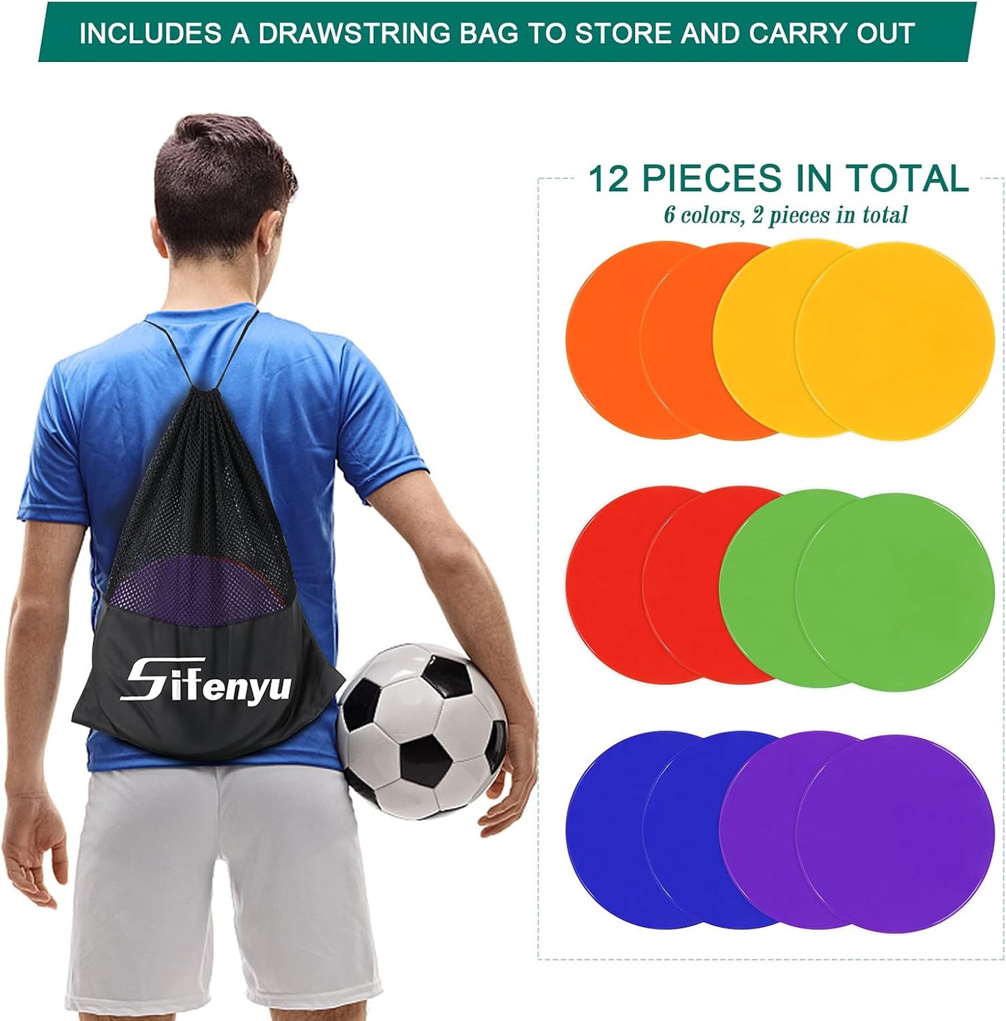 9 Inch Poly Spot Markers for Gym Floor Poly Spots, 12/18/24/36 Pcs Round Non-Slip Rubber Floor Dots Agility Markers Flat Cones for Sports Soccer PE Training, Dance, Classroom Activities