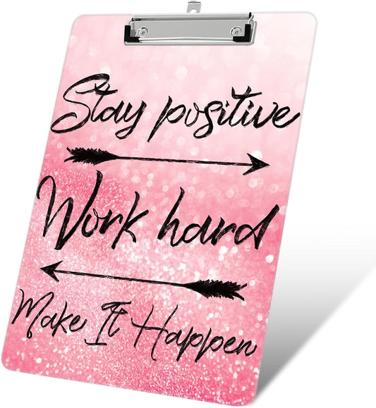 Plastic A4 Clipboards, Cute Fashion Clipboard Decorative, 12.2" x 8.7" Standard A4 Size Clipboards, Plastic Acrylic Clipboard for Teacher, Social Worker, Students,Women, Office Supplies (Positive)