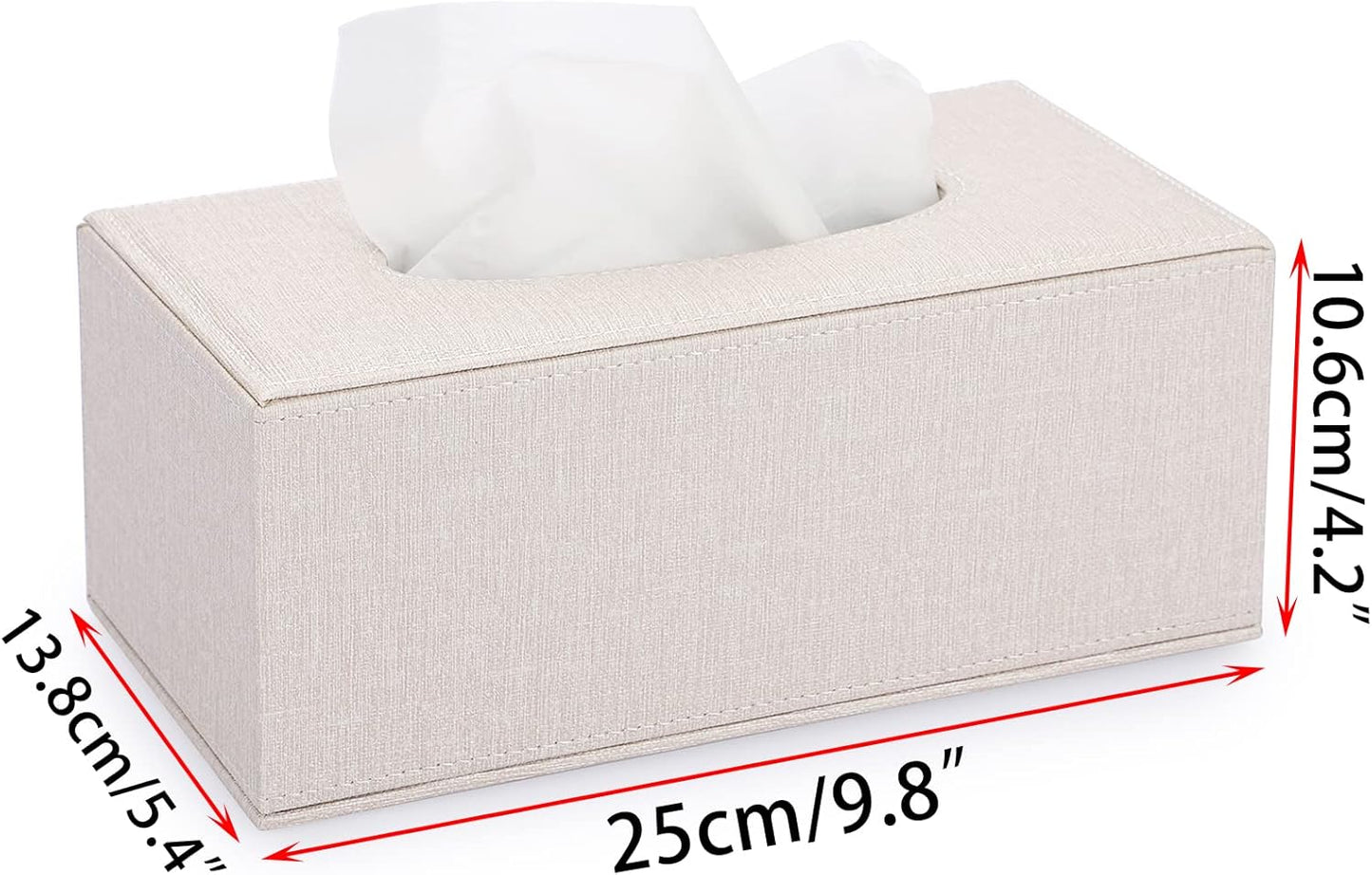 Sumnacon Tissue Box Cover Rectangle Linen Tissue Box,Stylish Tissue Box Holder with Magnetic Bottom,Decorative Tissue Cover for Bathroom Toilet Bedroom Living Room Table Desk Office, Beige