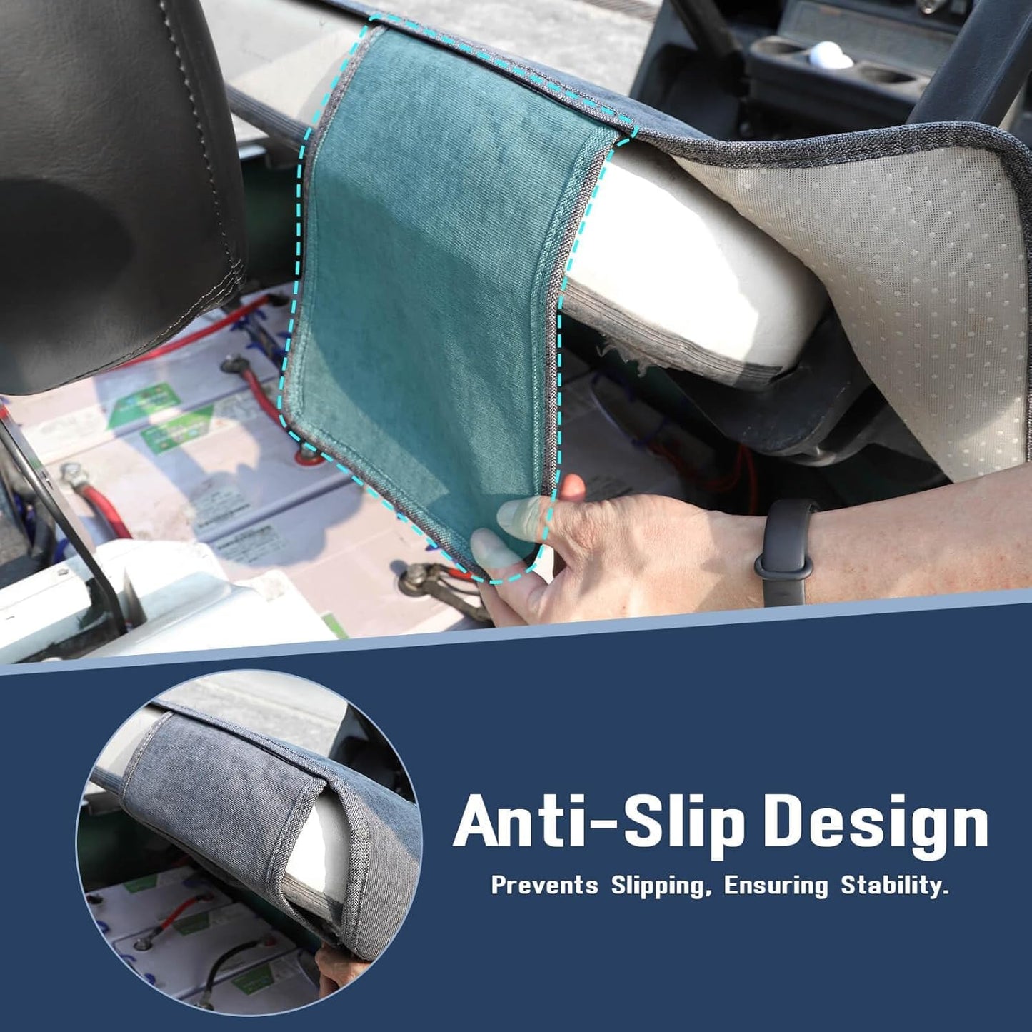 Golf Cart Seat Blanket Covers, Breathable Heavy Duty Universal Golf Cart Seat Covers for Club Car DS Precedent EZGO TXT RXV with 2 Pockets for Your Golf Items