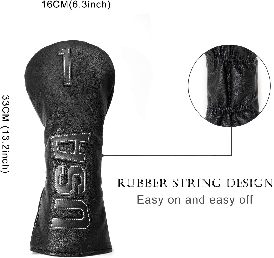 TaylorMade, Titleist, Callaway Golf Driver & Fairway Wood Headcovers - Black Synthetic Leather, Thick, Cool, USA Made