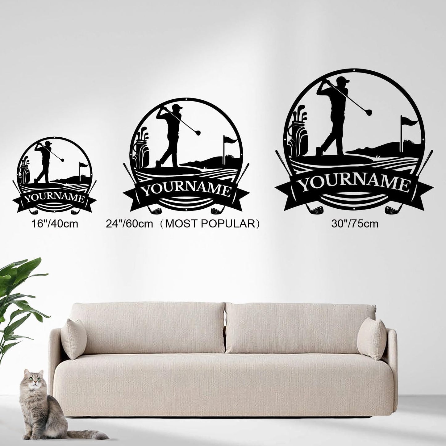 Golf Art Metal Signs,Custom Golf Metal Name Signs,Personalized Golf Signs,Black Golf Metal Wall Art Signs,Golfball Home Outdoor Metal Signs (Style E)