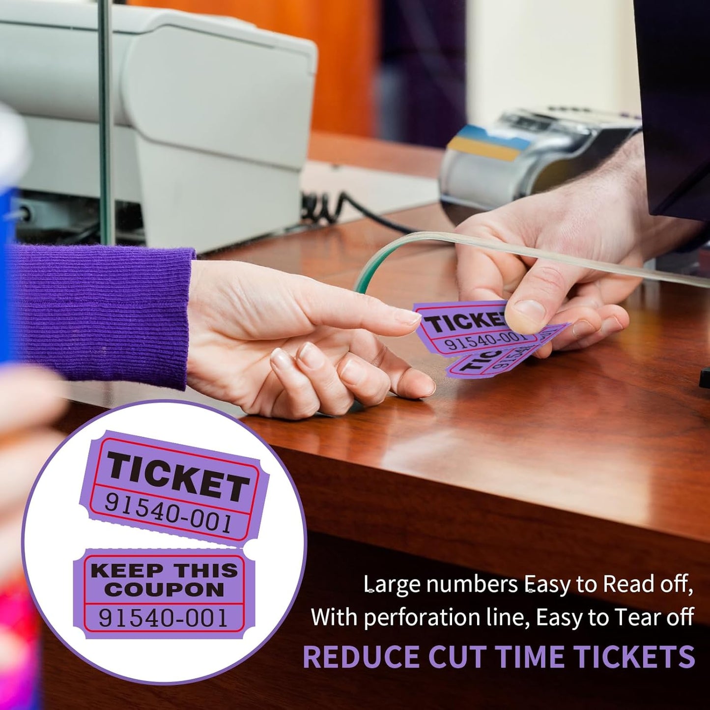 L LIKED Raffle Tickets Double Rolls 1000 Per Roll 50/50 Raffle Tickets for Events,Carnivals, Entry, Class Reward, Prizes(Purple)