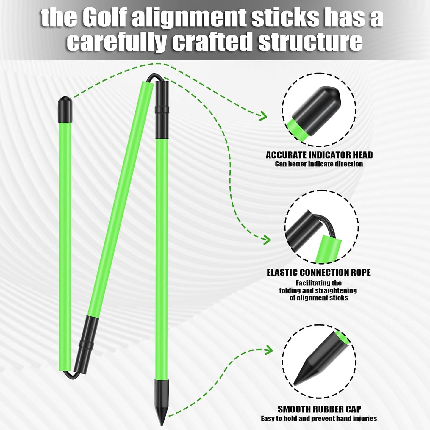 Collapsible Golf Alignment Sticks 2Pack, 48" Alignment Sticks for Golf Training,Golf Training Equipment for Aiming, Putting and Swing with Clear Tube Case