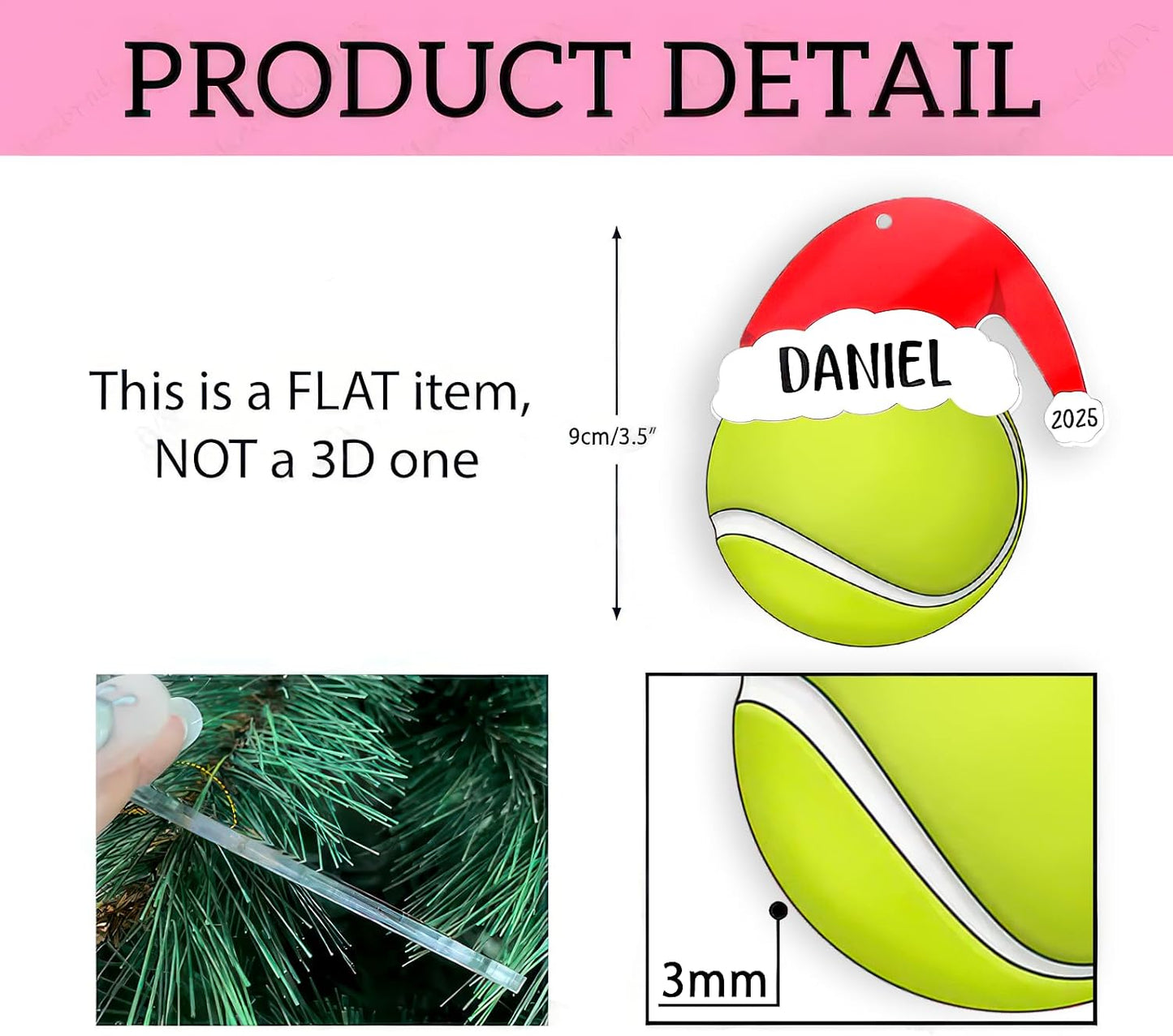 Personalized Tennis Ball Christmas Ornament 2025, Tennis Ornaments for Christmas Tree, Team Ornament, Custom Coach Gifts, Hanging Decor, Gifts for Sports Lovers Boys, Xmas Gift 2025