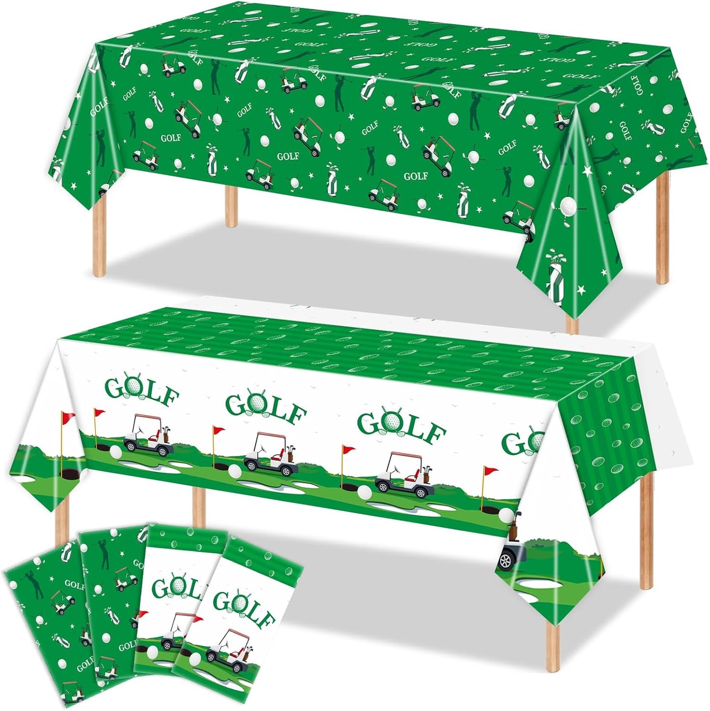 4Pcs Golf Tablecloth Golf Party Decorations Sport Themed Party Supplies Rectangle Plastic Disposable Table Cover Ball Decorations for Birthday Picnic Sport Events