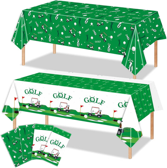 4Pcs Golf Tablecloth Golf Party Decorations Sport Themed Party Supplies Rectangle Plastic Disposable Table Cover Ball Decorations for Birthday Picnic Sport Events