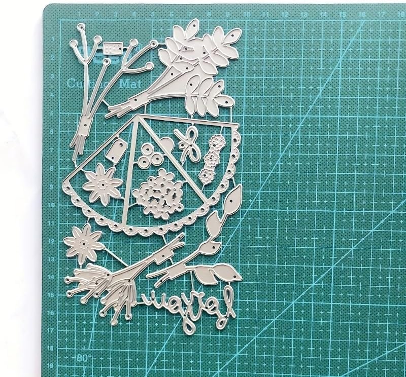 Flowers Metal Cutting Die for Scrapbooking - Cut Stencils for DIY Scrapbook Photo Album Decorative Paper Card, Card Making Supplies, Stencils & Crafting Die Cut (Bouquet in Hands 6.7 x 3.9 in)