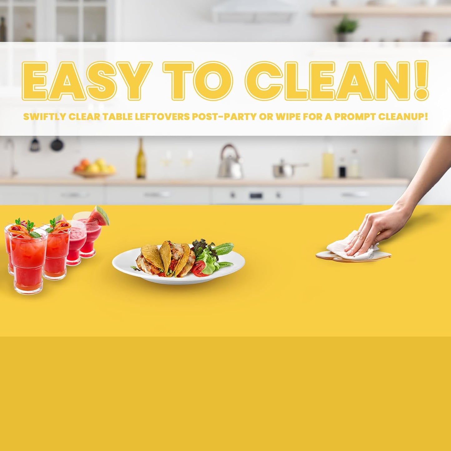 Grandipity 12 Pack Premium Disposable Plastic Tablecloth 54 Inch. x 108 Inch. Decorative Rectangle Table Cover - Yellow