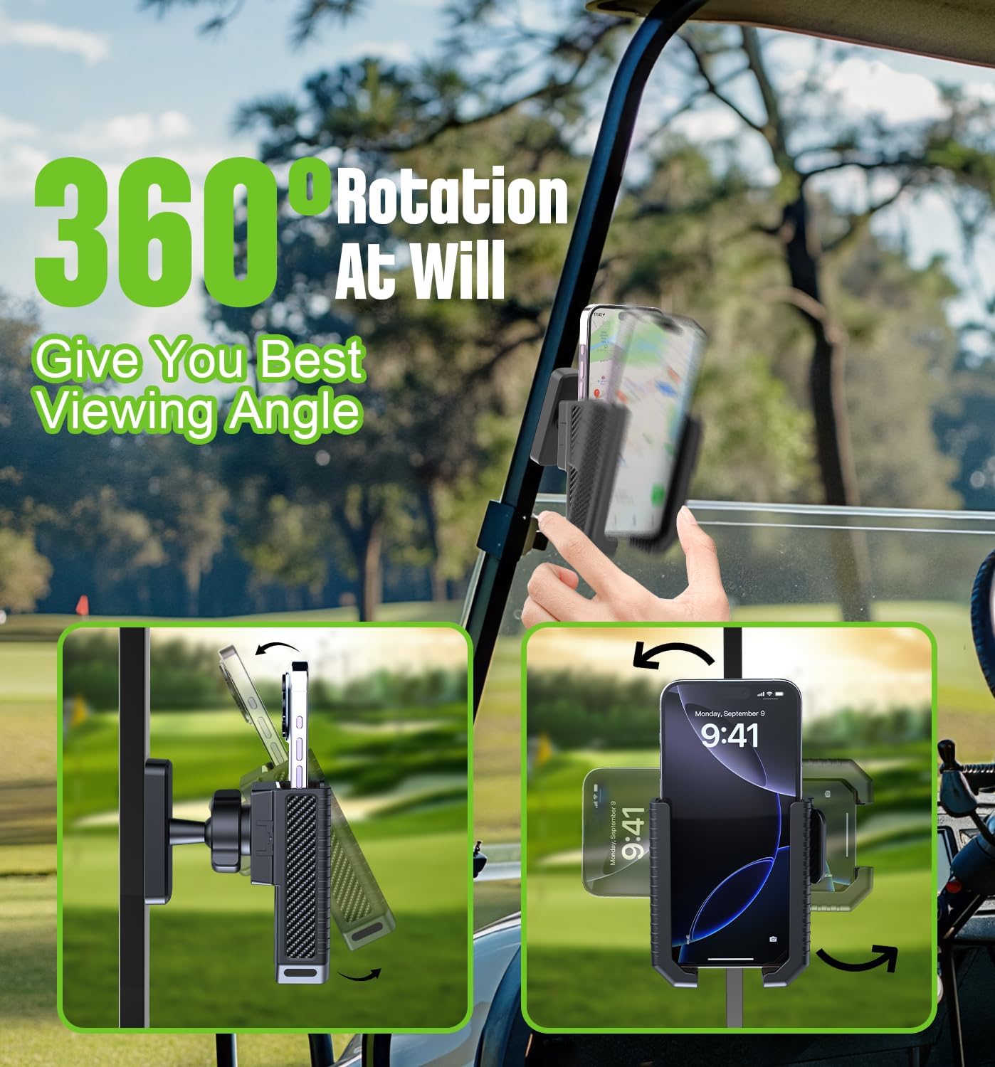 Upgraded Magnetic Golf Cart Phone Holder Golf Cart Accessories Compatible with EZGO/Yamaha/Club, Golf Cart Phone Mount Accessories for iPhone/Galaxy/Google Pixel All Smartphones
