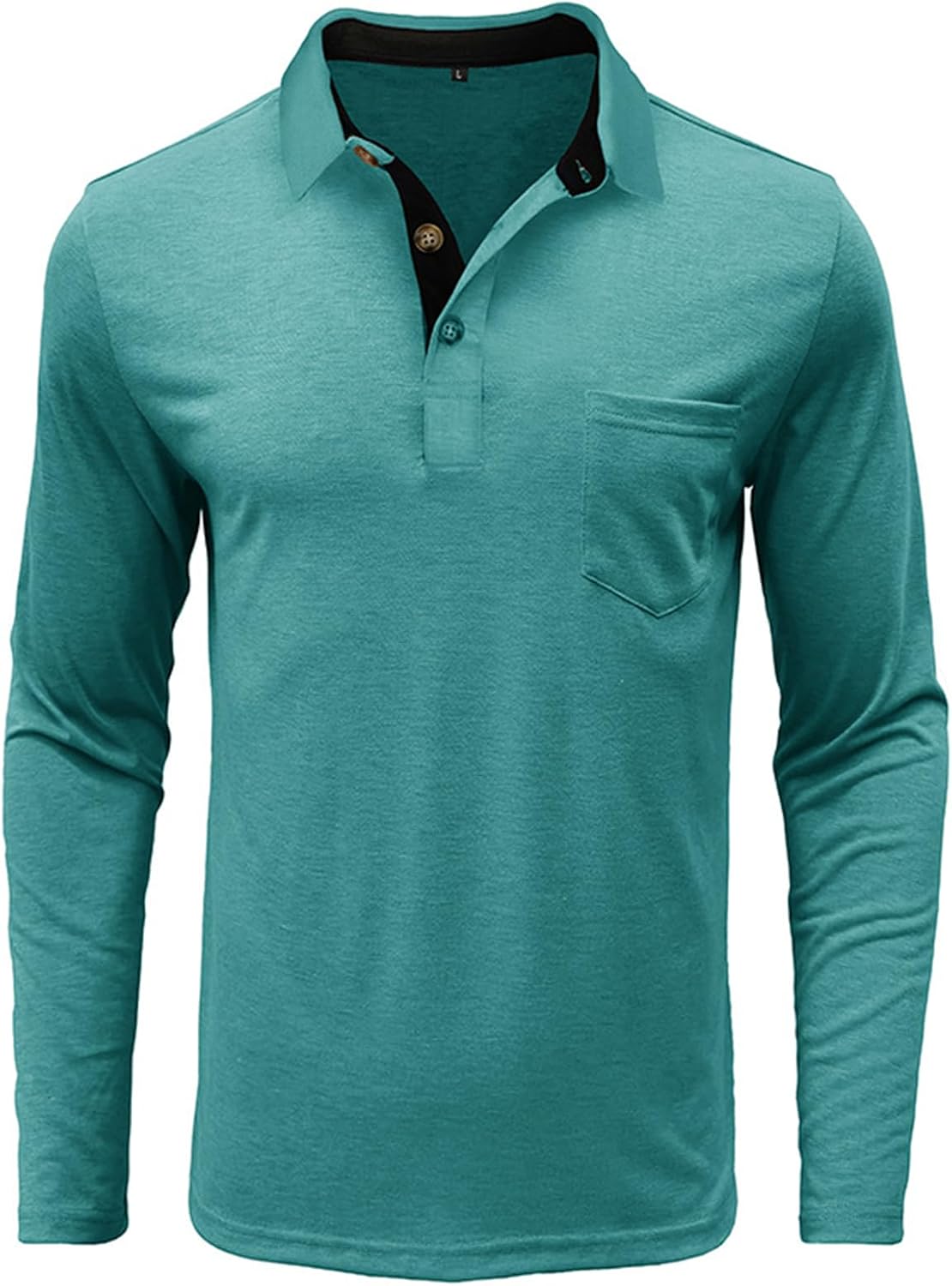 Mens Long Sleeve Polo Shirts Casual Moisture Wicking Golf Polo Shirts with Pocket