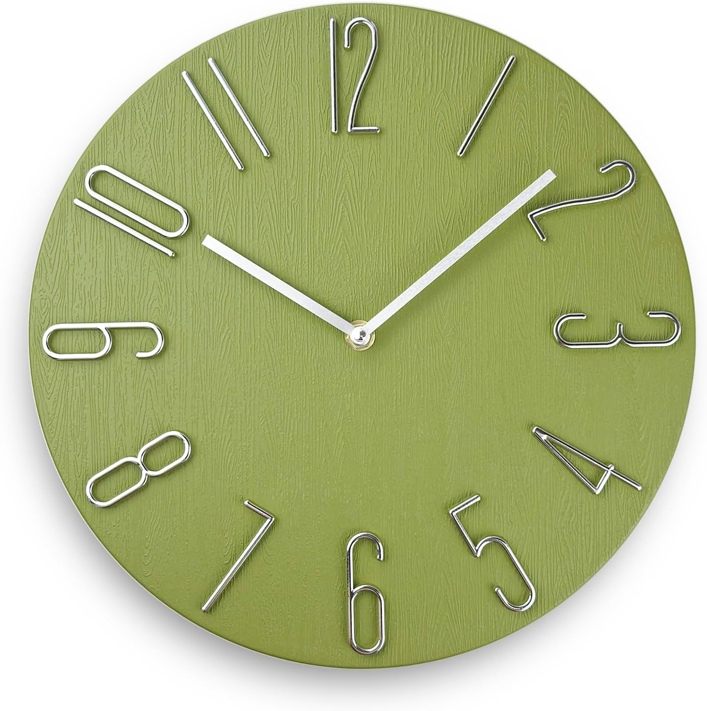 Wall Clock, Silent Clock, Wall Clocks Battery Operated， 12 inch Modern Wall Clock, Suitable for Offices, Living Rooms, Kitchens, Homes, Schools (Yellow Green Without Second Hand)