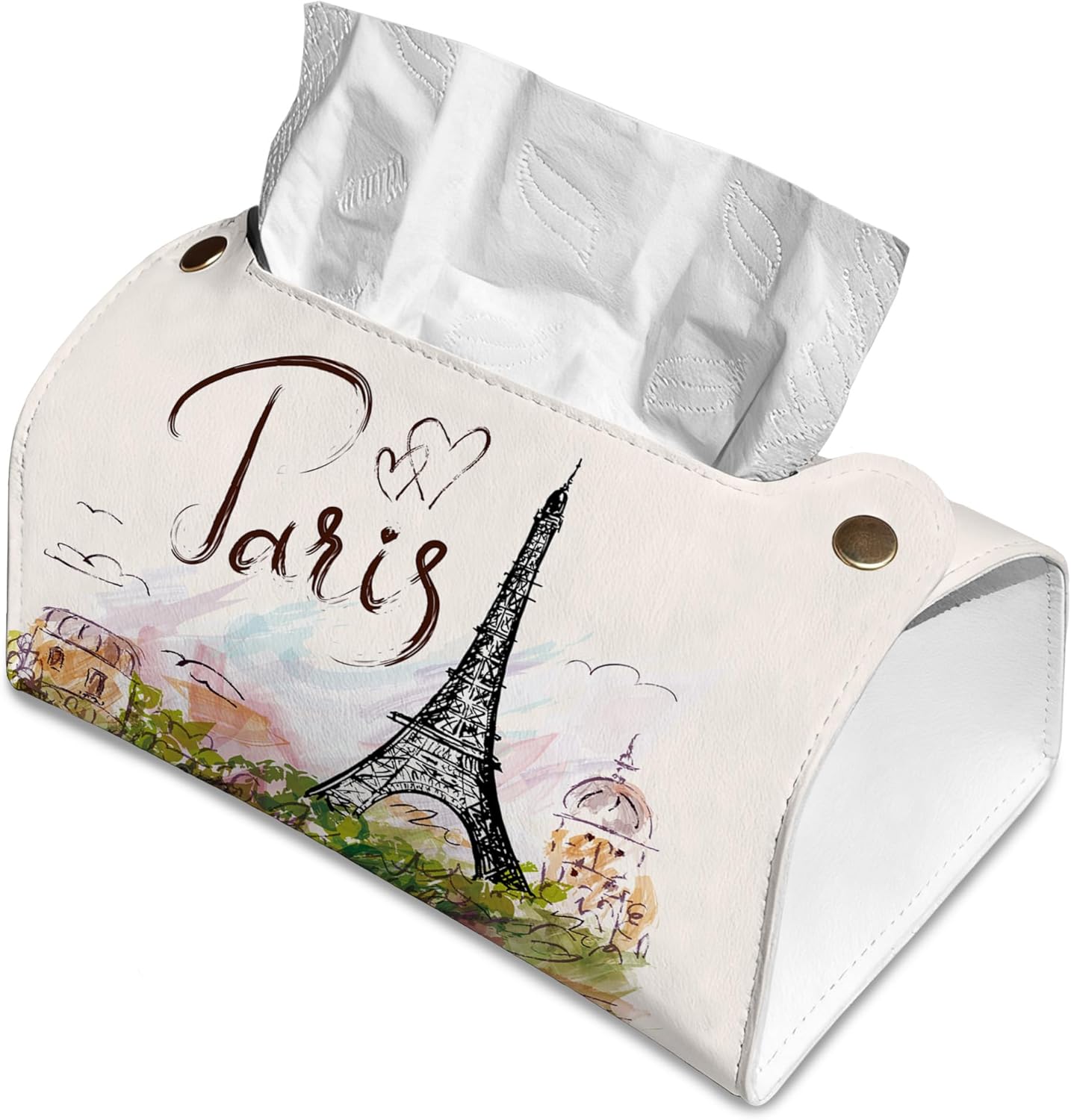 Paris Eiffel Tower Tissue Box Cover Holder – Rectangular Tissue Organizer, Decorative Napkin Box Case for Home, Office & Car