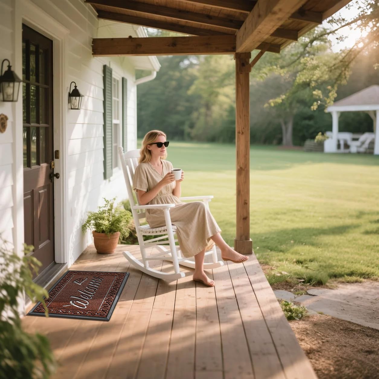 Yimobra Welcome Front Door Mat, Heavy Duty Easy Clean Doormat Indoor Outdoor, Waterproof Quick Dry Floor Mat for Home, Garage, Hign Traffic Areas, Non Slip, Low Profile, 29.5X17 Inches, Maroon