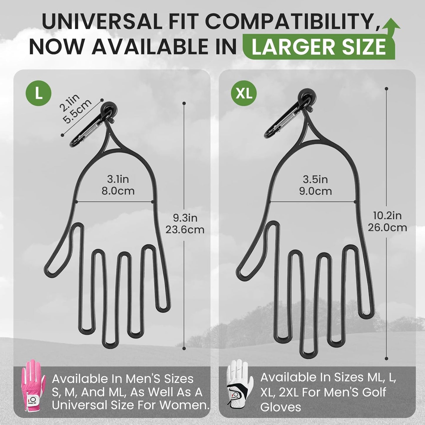 FINGER TEN Golf Gloves Stretcher Holder Hanger Keeper Dryer Shaper Tool Accessories Durable Glove Support Frame Guardian Hook to Bag Gifts for Men Women Golfer