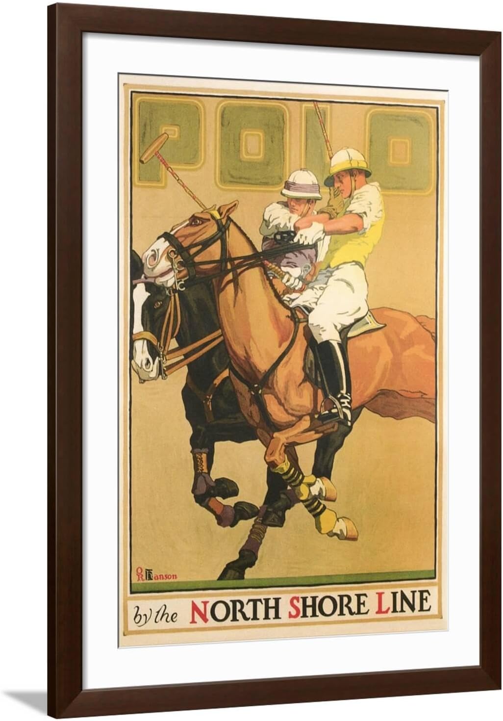 ART.COM Wall Art Print Polo Poster on Brown Frame, 32" x 44"