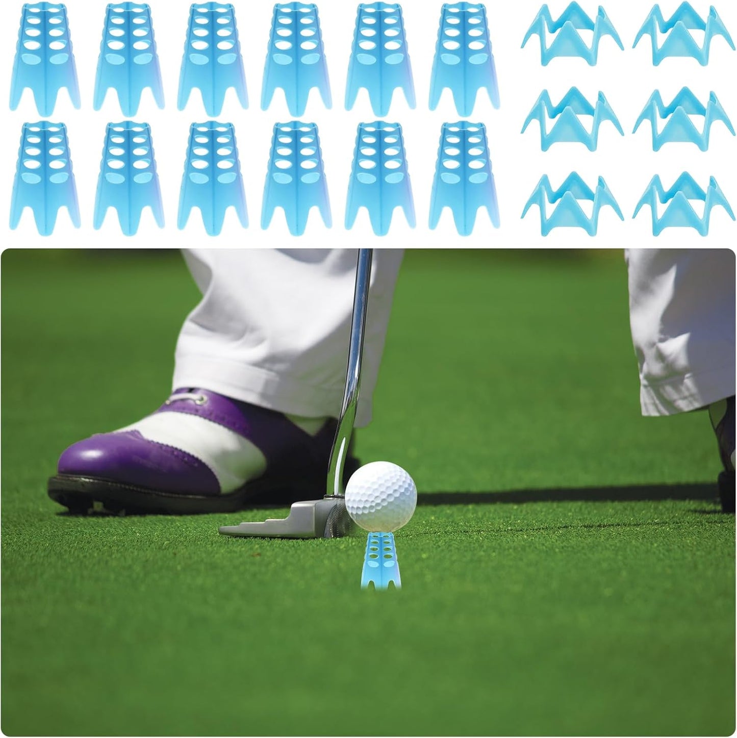 Golf Simulator Tees, Plastic Indoor Golf Mat Tees Practice Turf and Driving Range Winter Golf Tees (18 Pcs)