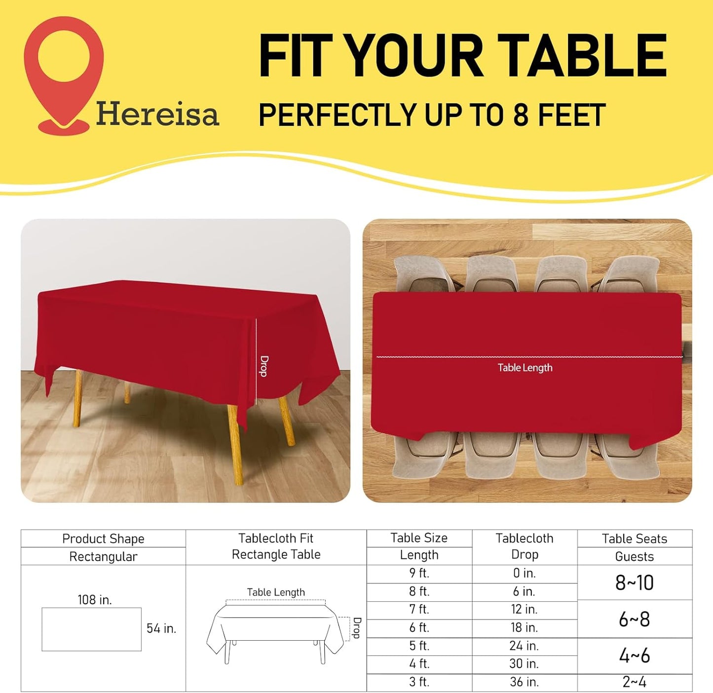 Plastic Red Tablecloths 3 Pack Disposable Table Covers 54 x 108 Inch Ruby Shine Red Table Cloths for Parties Anniversary Thanksgiving Christmas Graduation Wedding