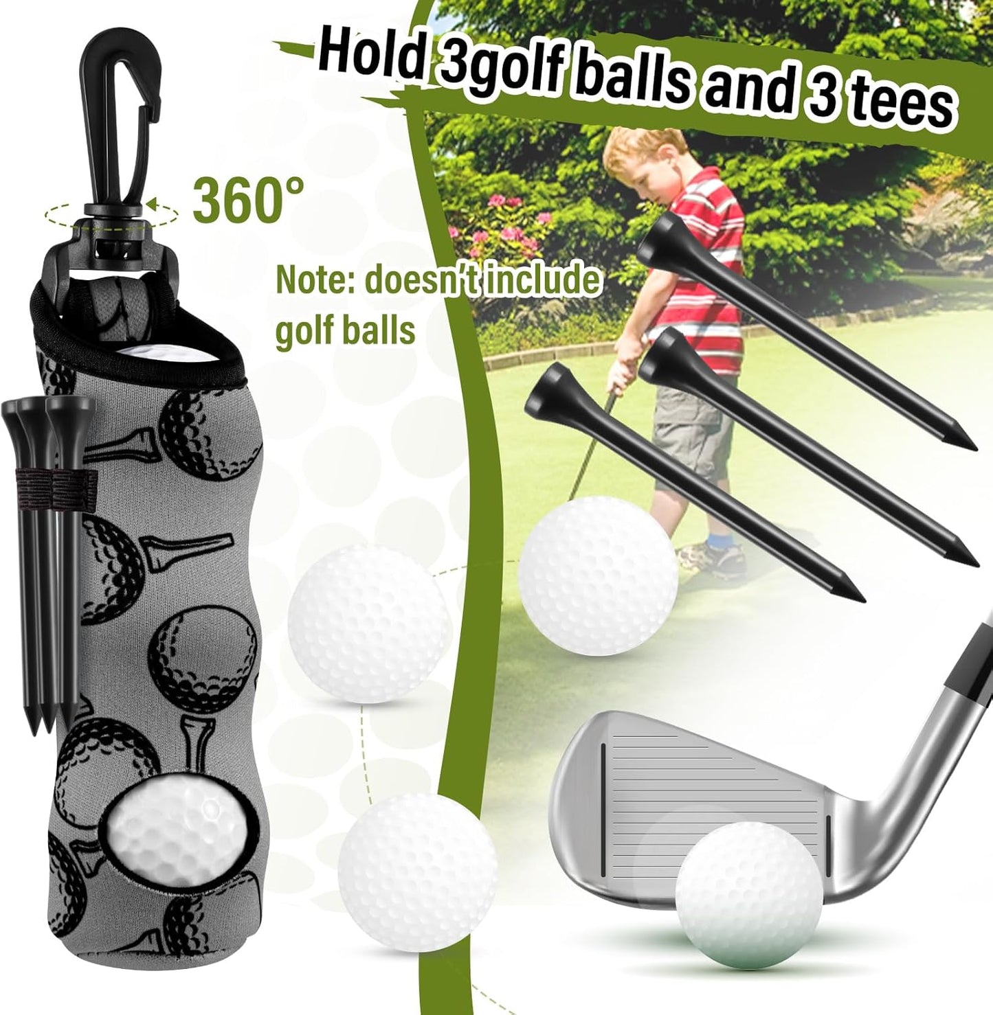 Liliful 12 Pcs Golf Accessories Kit, Include Golf Ball Bag with Hook Towel Tees Magnetic Ball Marker Divot Tool Cleaner Brush for Women Man Gifts