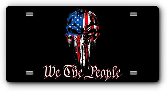 Patriotic Vanity Aluminum License Plate for Front of Trucks and Cars - Made in The USA - Universal Fit (Punisher)