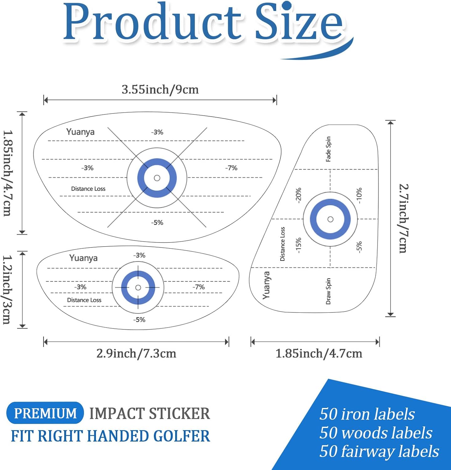 Yuanya Golf Impact Tape - 150 PCS High-Resolution Golf Stickers for Irons, Driver & Fairway Woods, Impact Stickers for Golf Clubs, Non-Residue, Swing Training Aid Impact Labels