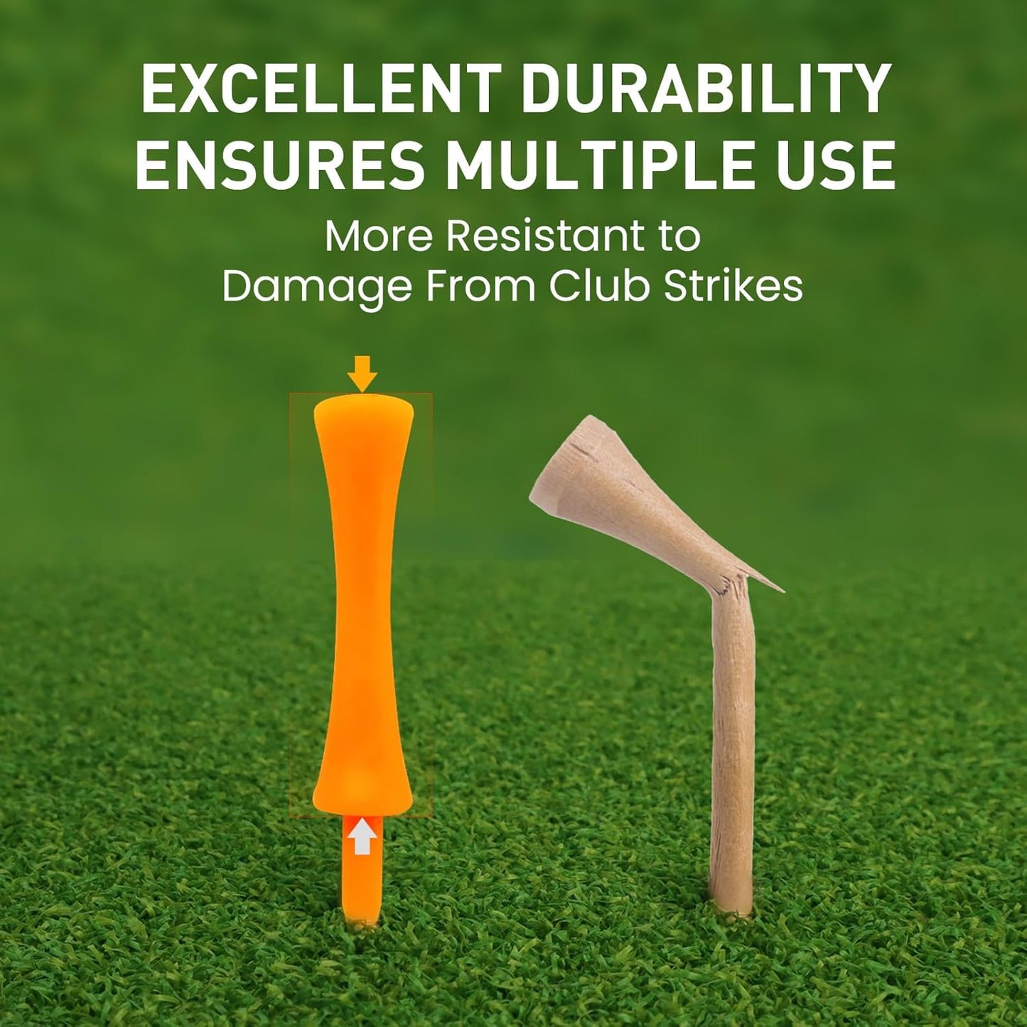 FINGER TEN Plastic Golf Castle Tees Step Down Unbreakable Mixed or Same Height Value 100 Count, 2 3/4, 2 1/4, 2, 1 3/4, 1 1/2 Inch Length Colorful for Practice