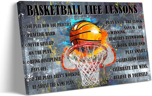 Strofupp Basketball Posters Framed Sport Quotes Picture Wall Decor Modern Vintage Motivational Basketball Wall Art Life Lessons Poster 12x18 inches
