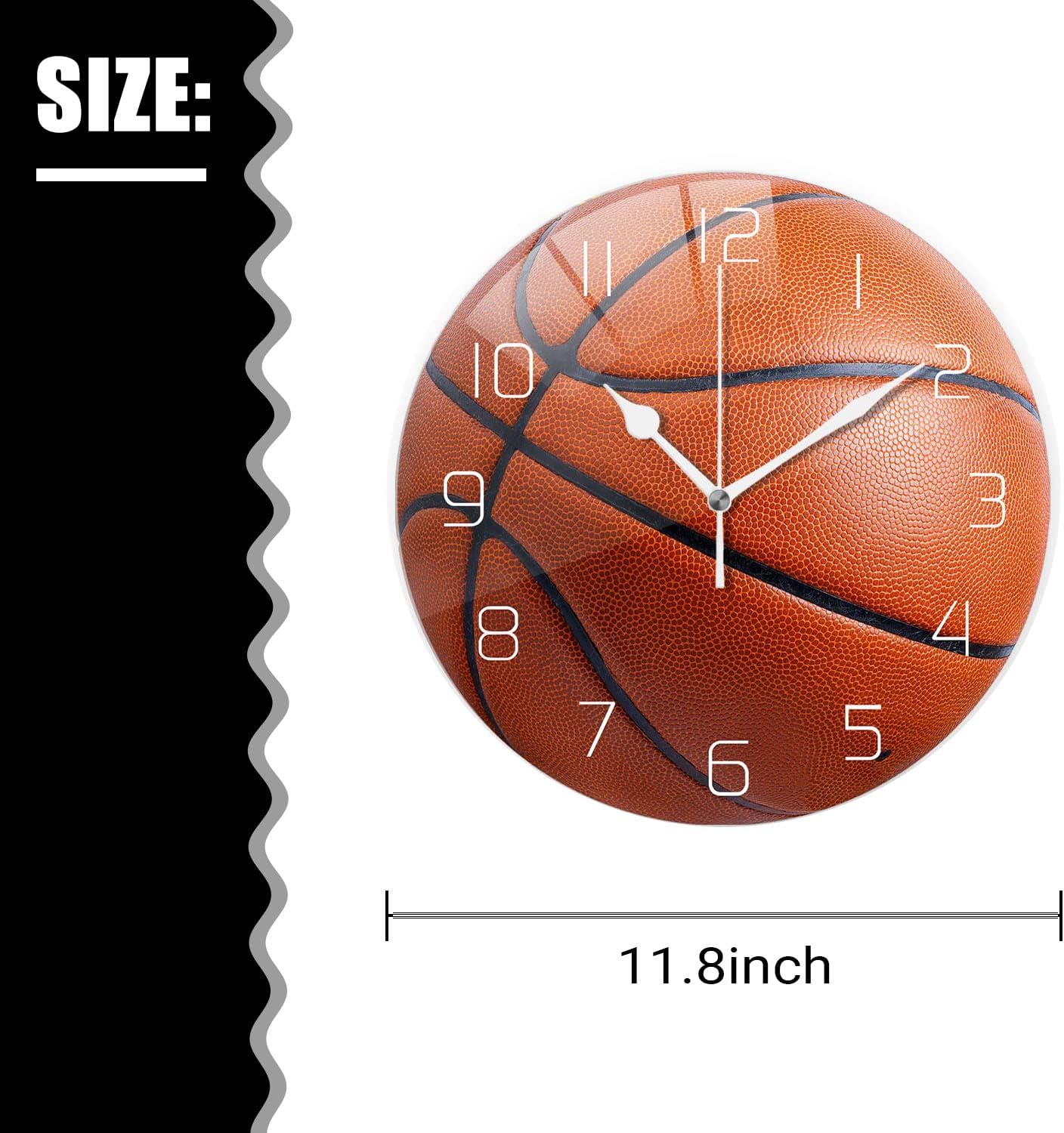 Silent Non-Ticking Sport Theme Wall Clocks, Basketball Pattern Wall Clock, Battery Operated 11.8"x11.8" Round Wall Clock for Home Decor Boy Room Living Room School Birthday Gift