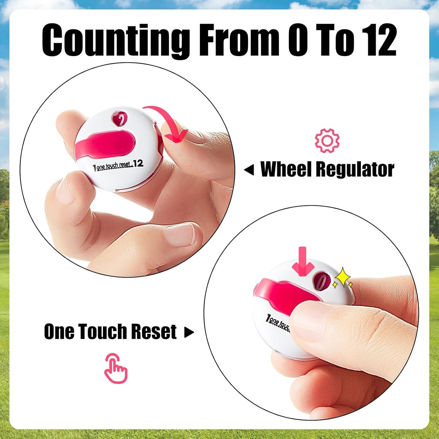 9 Pcs Golf Score Counter Mini Golf Stroke Counter Clicker Accessories for Women Men Scoring Keeper with Touch Reset and Clip Attachment to Scorekeeper Glove, 1.2 in