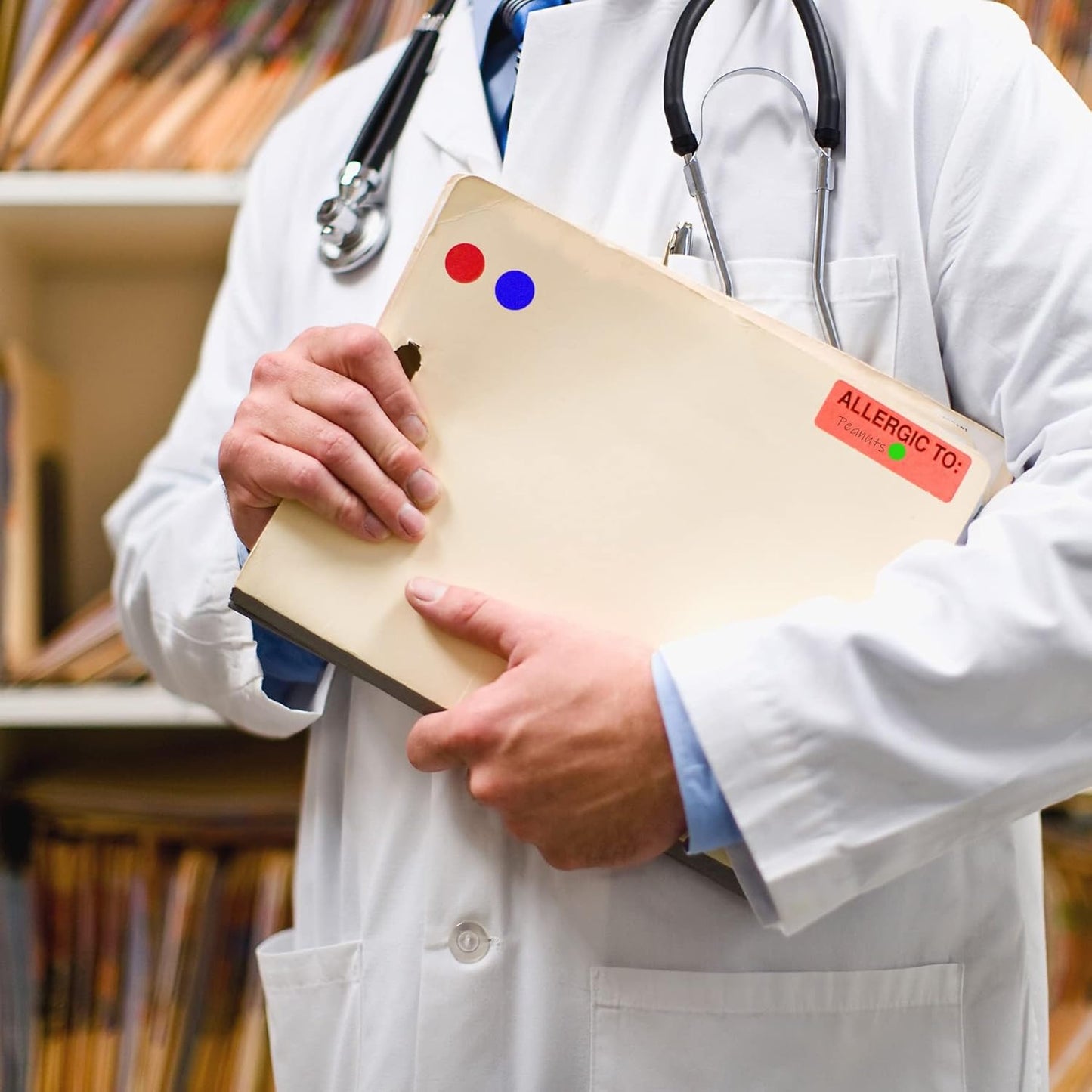 ChromaLabel 1/4 Inch Round Colored Stickers, Permanent Sticky Dots Color Coding Labels, Ideal Dot Stickers for Arts and Crafts - 1000 Colored Sticker Dots per Roll, Red Sticker