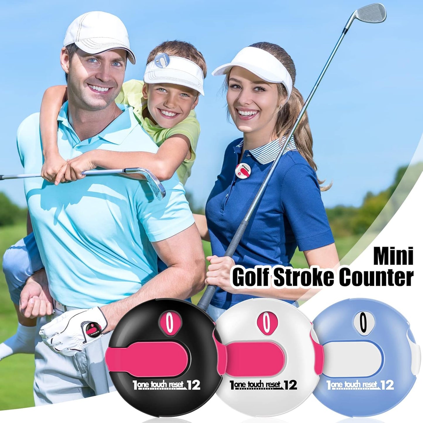 9 Pcs Golf Score Counter Mini Golf Stroke Counter Clicker Accessories for Women Men Scoring Keeper with Touch Reset and Clip Attachment to Scorekeeper Glove, 1.2 in