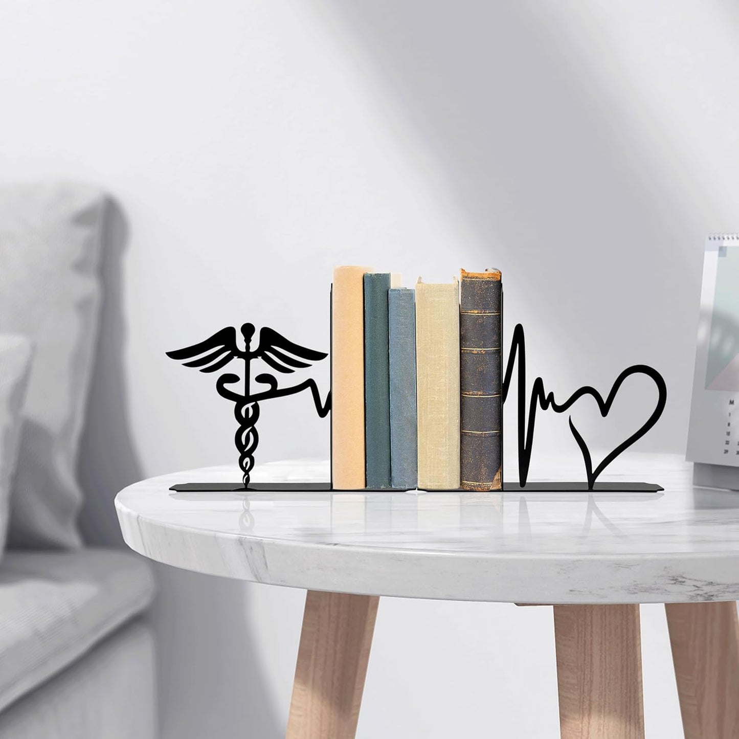 Medical-Themed Bookends for Shelves - Sturdy Office Decor for Clinics, Nurse Gifts & Study Decor, 7.1x1.2x6 Inch Bookshelf Decoration for Medical Professionals