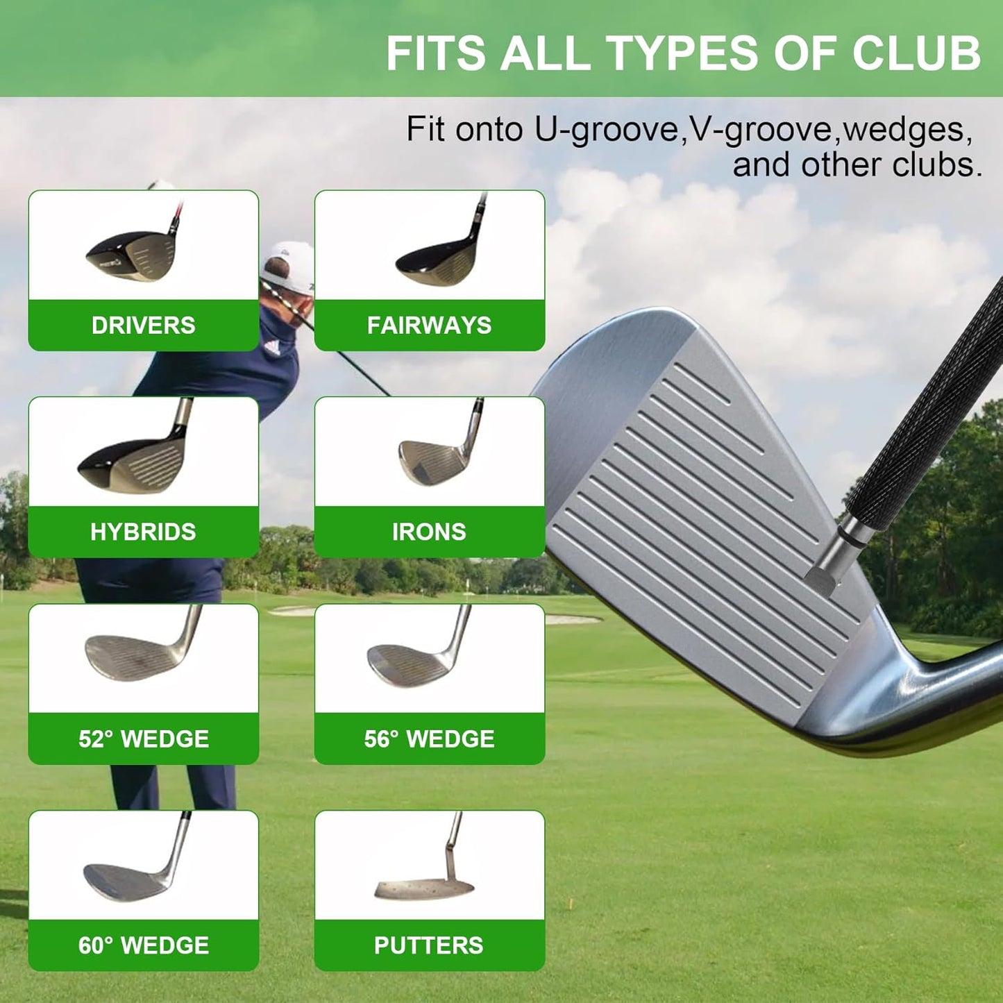 Golf Club Cleaner Brush with Golf Groove Sharpener Tool, Retainer Clip & Golf Ball Marker Liner, Hold 4oz of Water Perfect Golf Bag Accessories & Cool Golf Gifts for Men