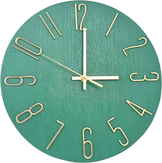 Wall Clock, Silent Clock, Wall Clocks Battery Operated， 12 inch Modern Wall Clock, Suitable for Offices, Living Rooms, Kitchens, Homes, Schools (Grass Green Without Second Hand)
