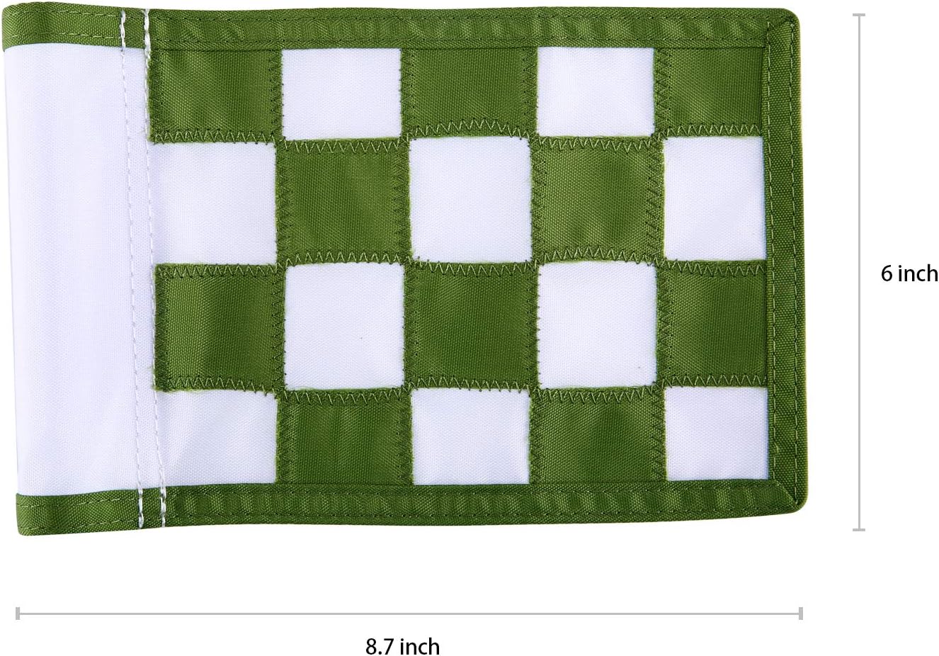 Nylon Golf Putting Green Flags - Solid & Checkered, Indoor/Outdoor, Portable Target Flags, 8.7"x6" (White-Green)