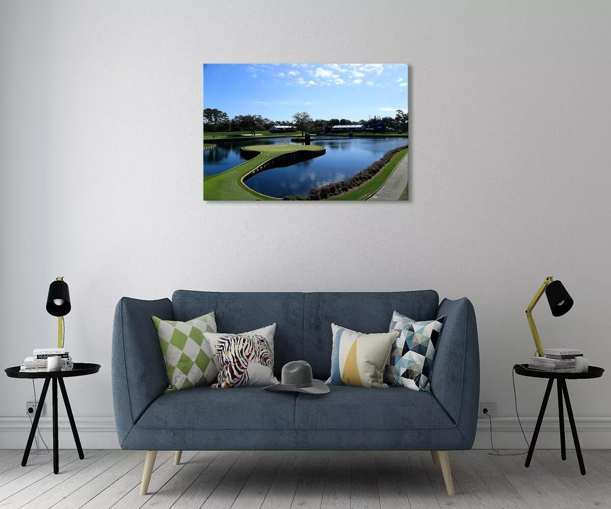TPC Sawgrass Golf Course Wall Art for Living Room Bedroom Office Wall Decor - USA Golf Course Picture Poster Framed Artwork Canvas Prints Golf Art Ready to Hang(28''H x 44''W)