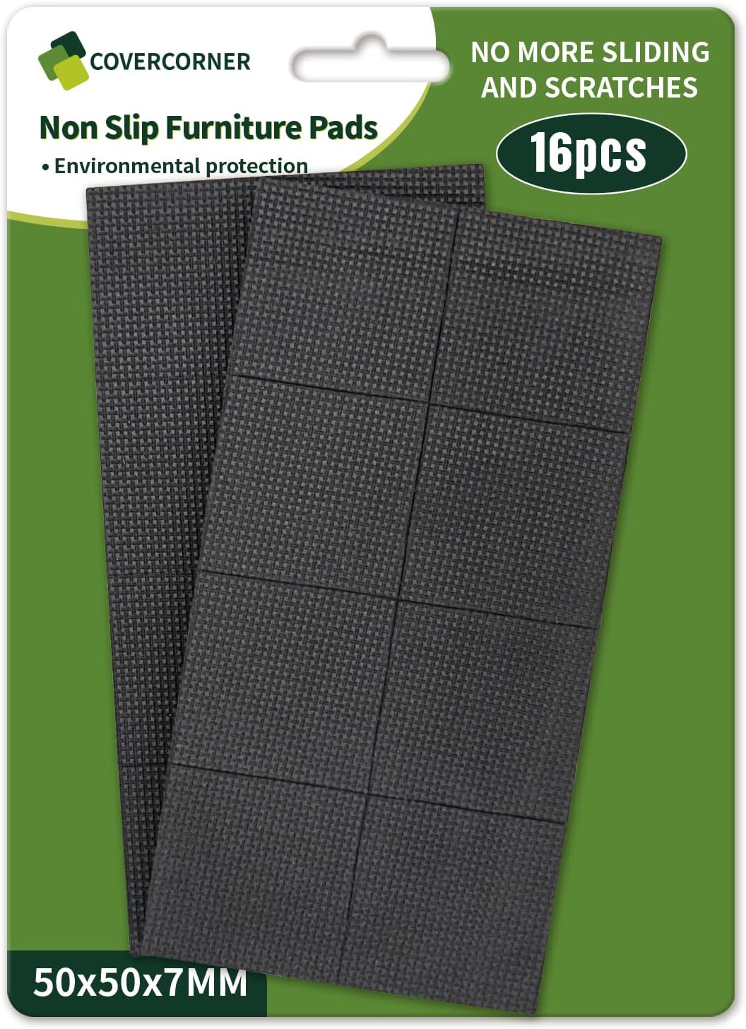 Non Slip Furniture Pads 16 PCS 2'' Square - Anti Slip Furniture Pads - Self Adhesive Rubber Feet Furniture Feet - Chair Leg Floor Protectors - Keep Furniture in Place