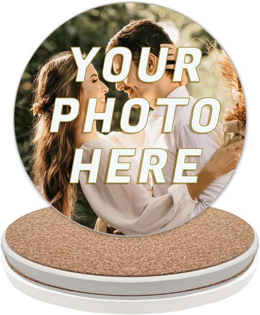 Custom Coasters, Personalized Ceramic Coasters for Crafts, Customized Drink Coaster with Your Photo, Text and Logo, for Weddings, Bars, Homes, Offices