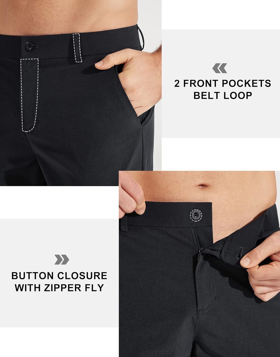 Libin Mens Golf Pants Stretch Work Dress Pants 30"/32"/34" Quick Dry Lightweight Casual Comfy Trousers with Pockets