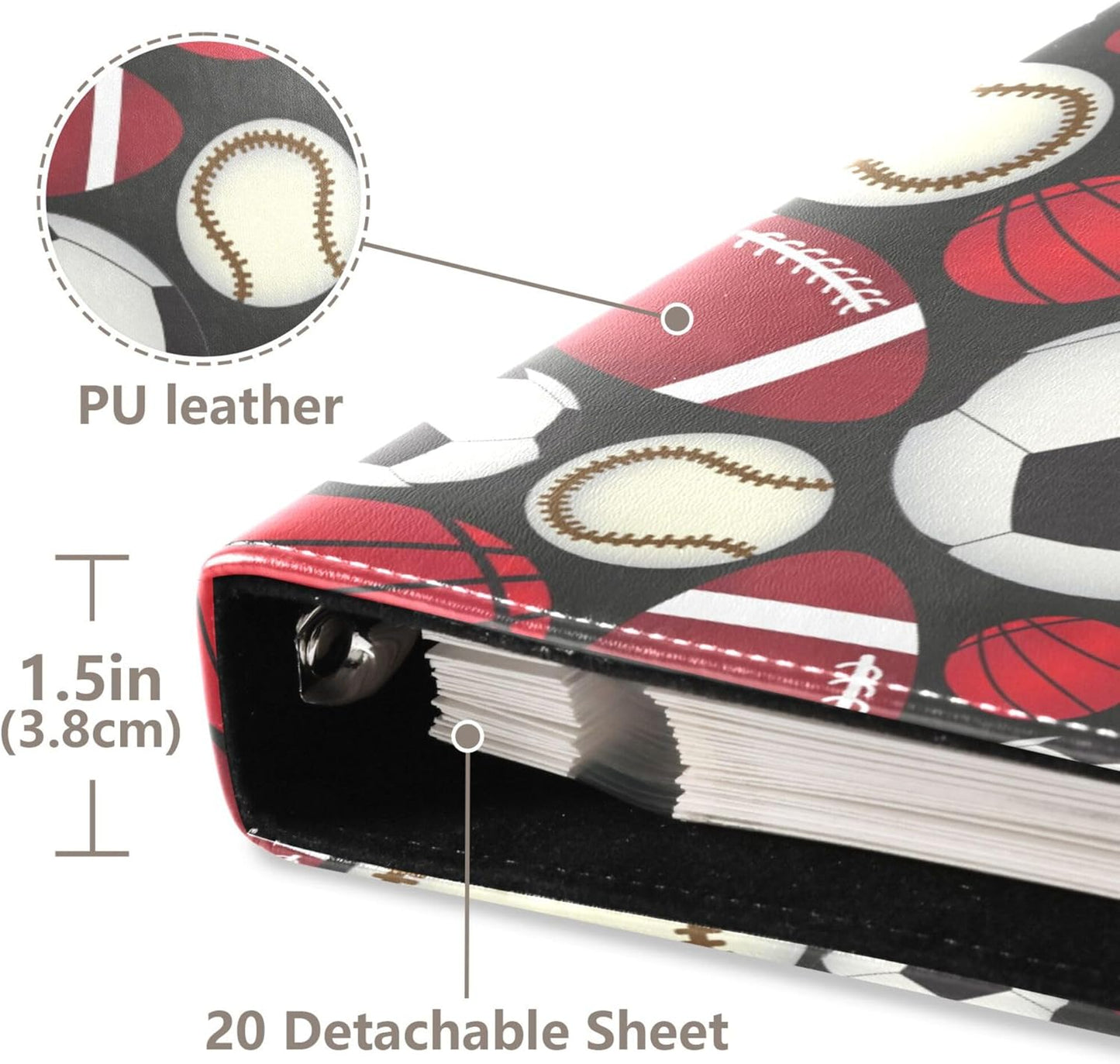 Fisyme Sport Balls Photo Album Self Adhesive DIY Scrapbook Album for 2x3 4x6 5x7 6x8 Pictures 20 Pages Memory Book for Family Wedding