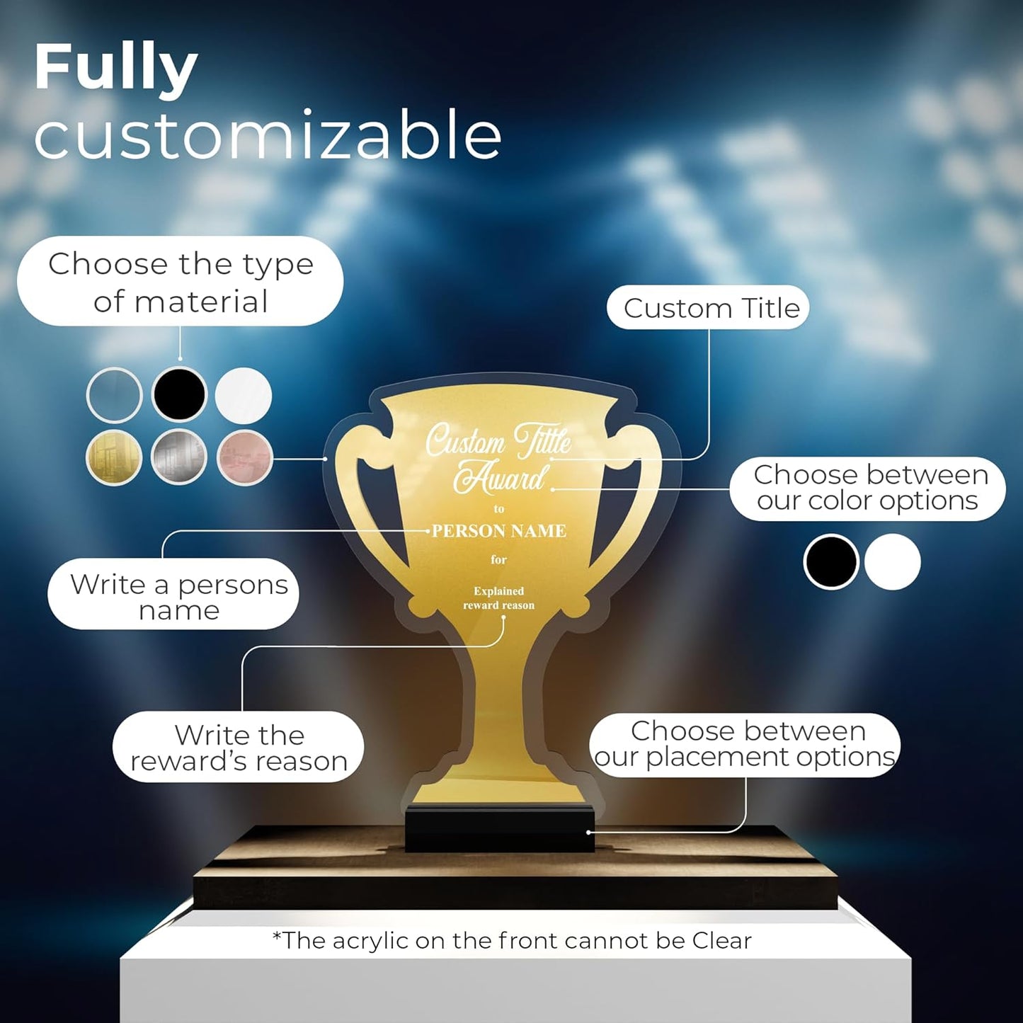 Personalized Acrylic Trophy Award for Activities I Custom Trophy Plaque I Customizable Awards and Trophies I Customize Your Employee Appreciation Gifts (E. Award Trophy Cup)