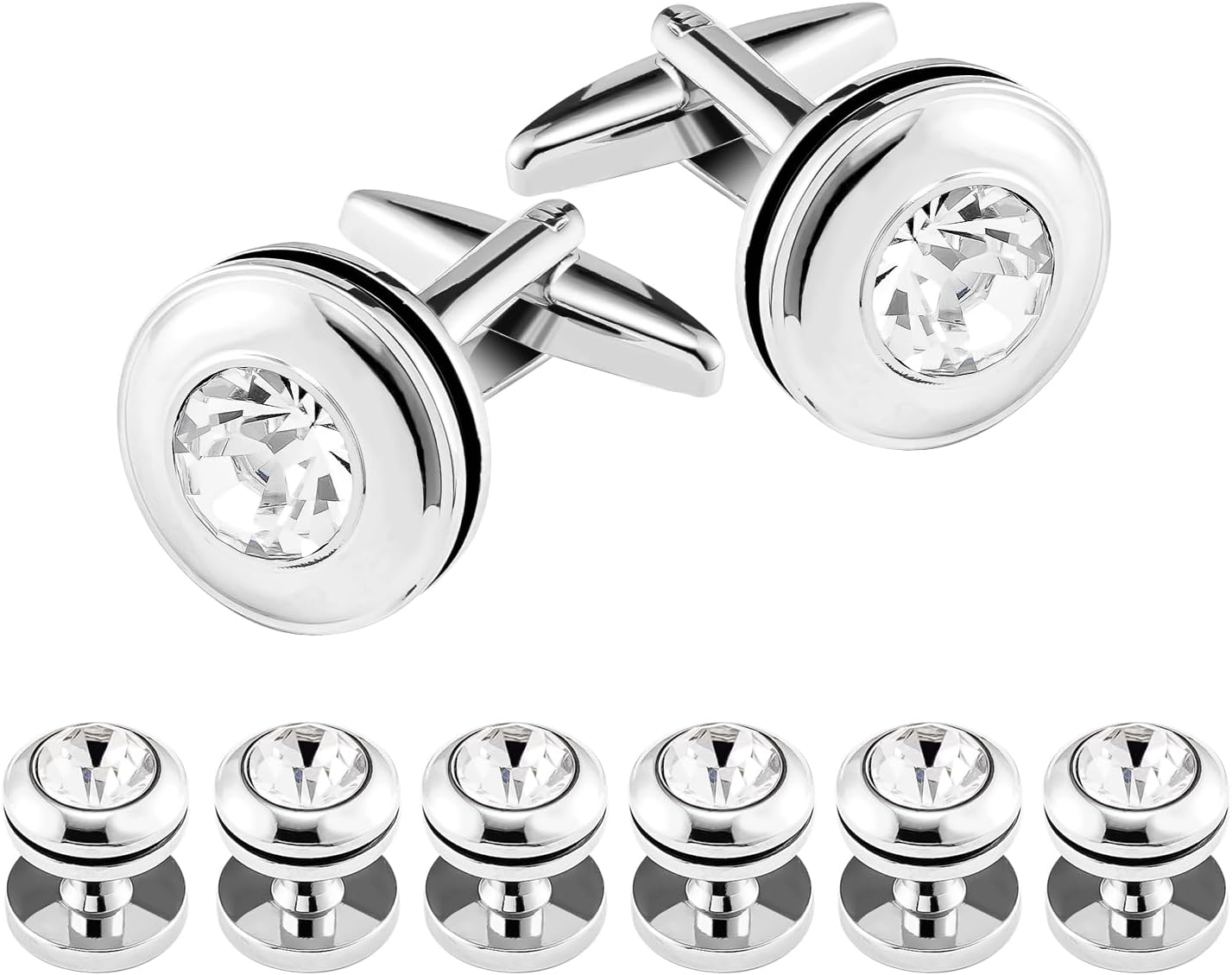 Cufflinks for Men and Tuxedo Shirt Studs Set with Gift Box Stainless Steel Cuff links